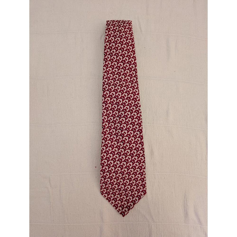 Christian Dior Red Patterned Tie - Elegant Polyester Neckwear‎